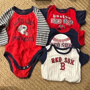 Boston Red Sox & Patriots Baby Clothes – 12 Months (4-Piece Lot)